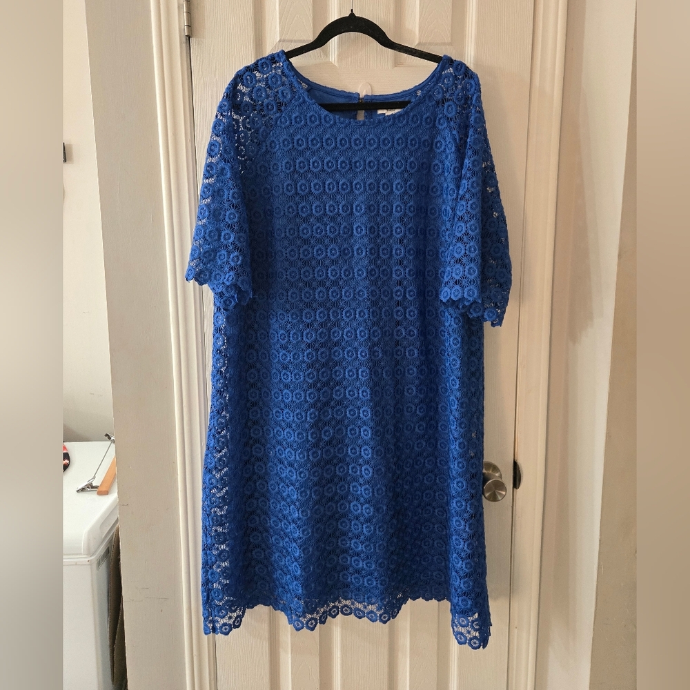 Cato Royal Blue Crochet Lace Shift Dress